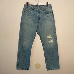 Levi's Premium 501 Straight Leg Button Fly Ankle Medium Wash Jeans Women size 28